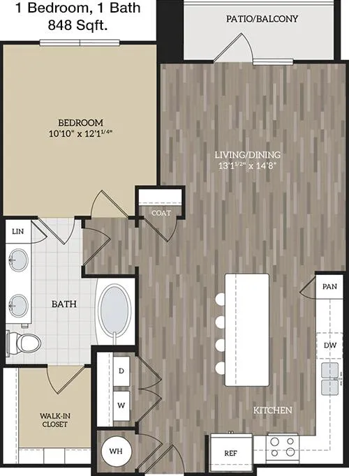 #5  Floor Plan 1x1 - Hangar 19, Fort Worth, TX for Rent