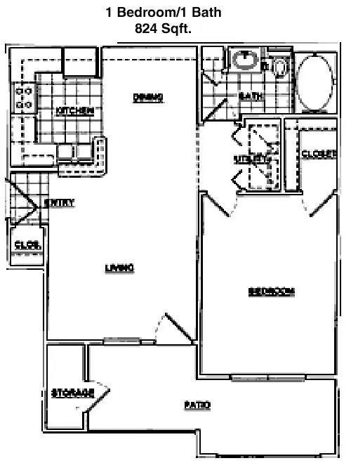 #1  Floor Plan 1x1 - Settler's Ranch, Houston, TX for Rent