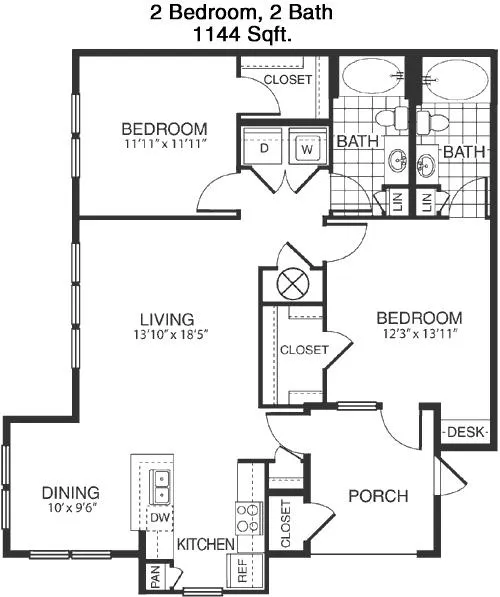 #3  Floor Plan 2x2 - Marquis At Sugar Land, Sugar Land, TX for Rent