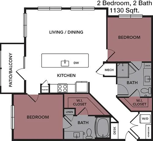 #5  Floor Plan 2x2 - Broadstone Jordan Ranch, Brookshire, TX for Rent