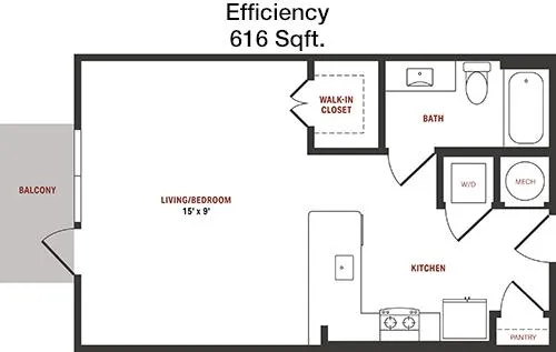 #1  Floor Plan Efficiency - Alexan Braker Pointe, Austin, TX for Rent
