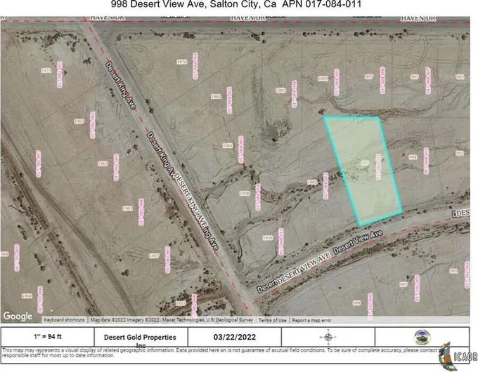 998 DESERT VIEW AVE, SALTON CITY, CA 92274  614389198 for Sale