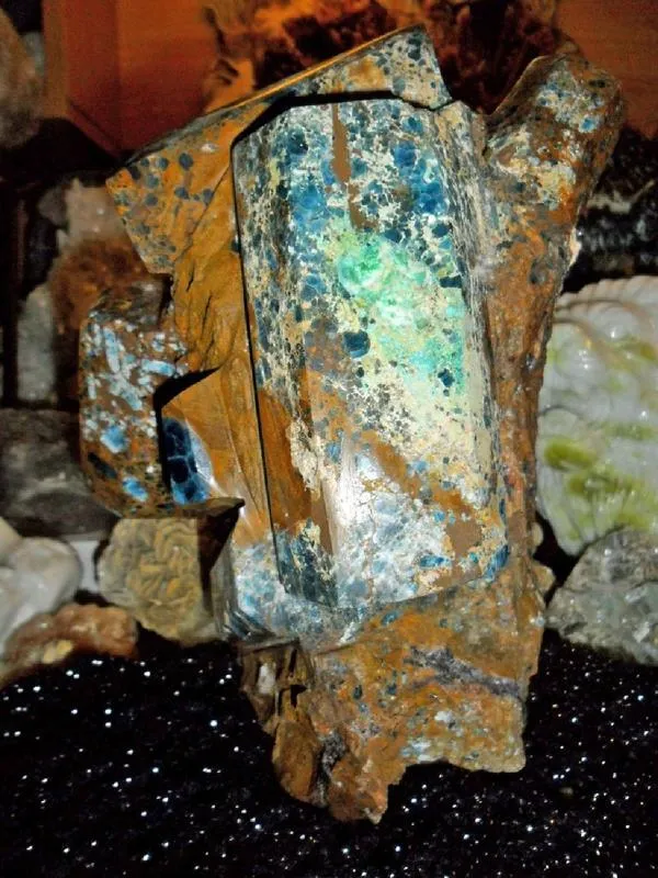 Exceptional and Beautiful Huge 8 lbs. 2.06 ozs. Polished Blue Apatite on Matrix for Sale