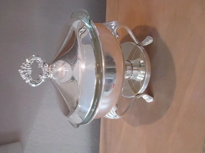 Vintage Silver Plated Warmer Chafing Set with 2 QT Insert for Sale