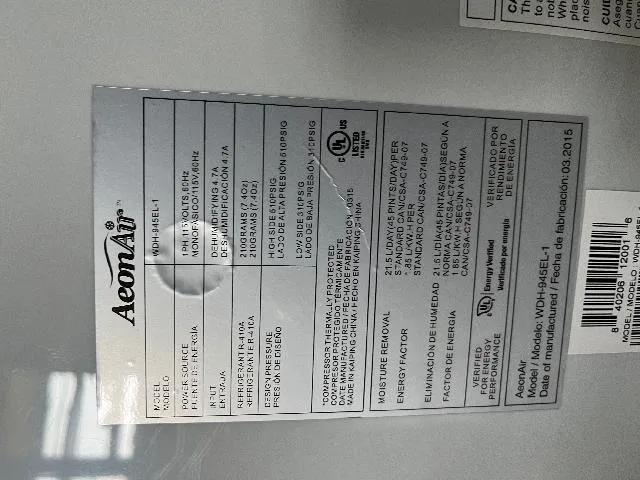 Dehumidifier for Sale