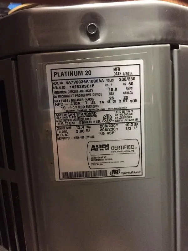 AC American Standard 3 ton for Sale