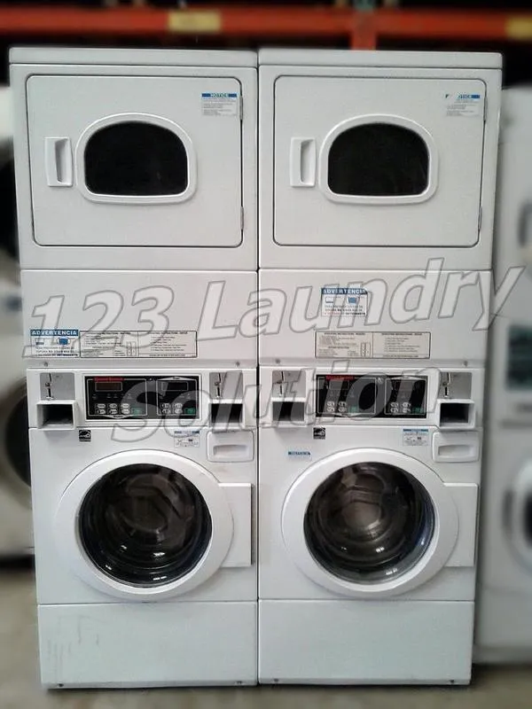 Coin Operated Speed Queen Stacked Gas Washer/Dry er STGT79WN Used for Sale