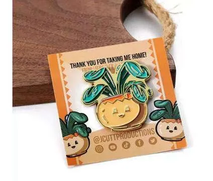 Potted Anthropomorphic Cartoon Enamel Pins for Sale