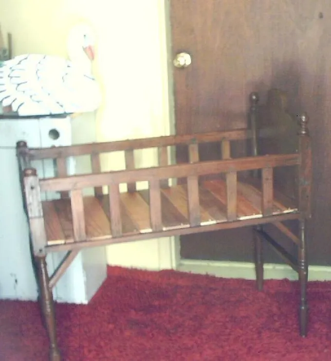 Antique Baby Bed wooden, 38 inch long $30. cash for Sale