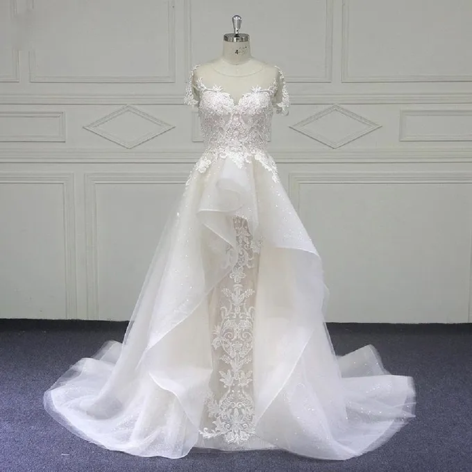 Tonya s A Line Lace Cap Sleeve Wedding Gown for Sale