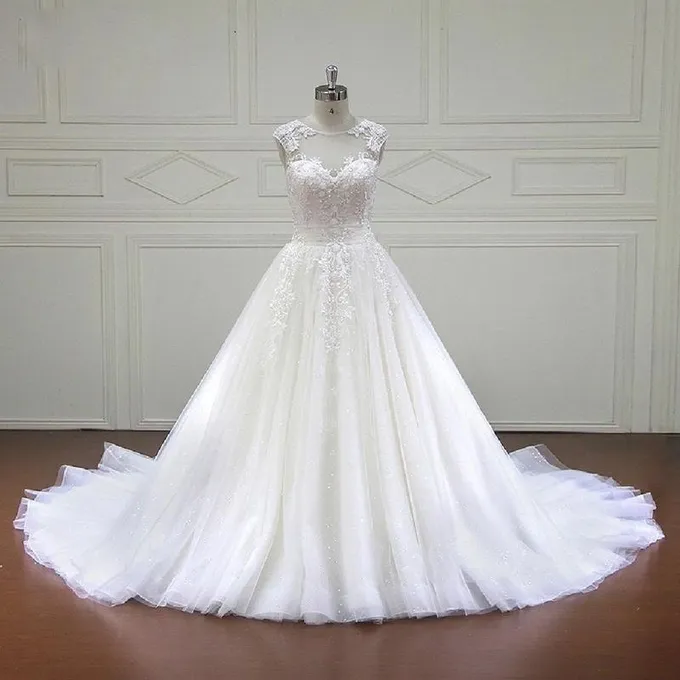 Chelsea's Appliqu Tulle Sweetheart A Line Wedding Dress for Sale
