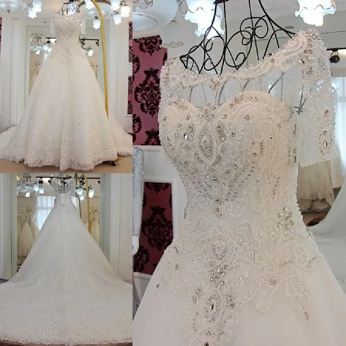 Lanna's Gorgeous Appliqu Sweetheart A Line Wedding Dress Without Train for Sale