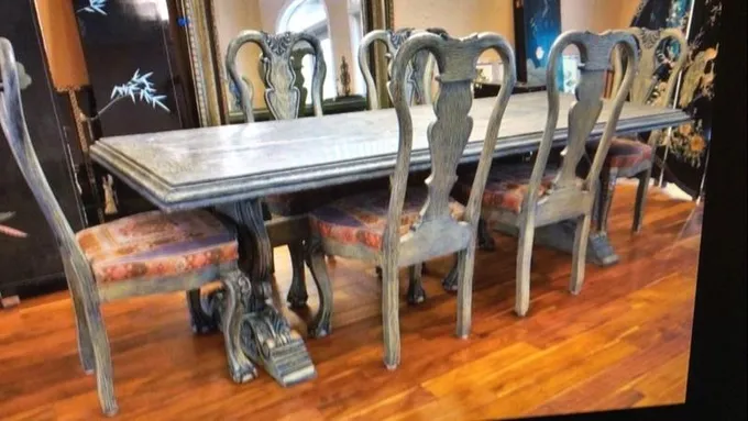 Dining table with six chairs for Sale