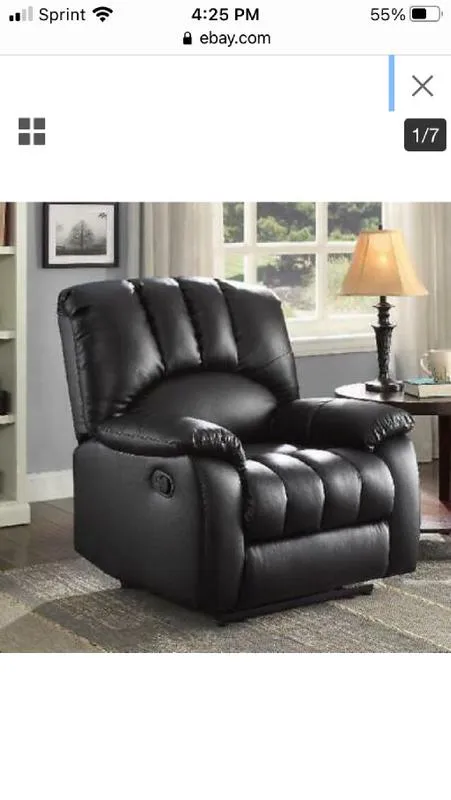 Plush faux leather recliner for Sale
