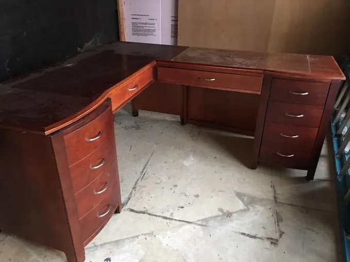 67x72 L-shaped beautiful wood desk for Sale