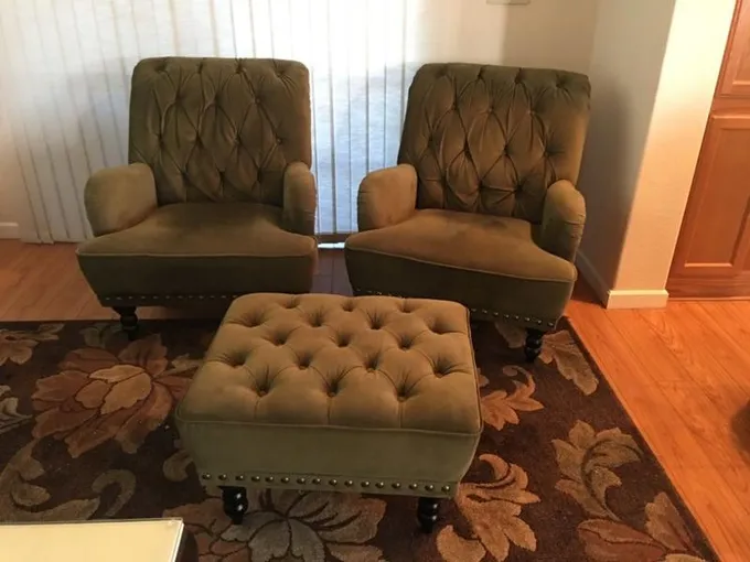 2 Chair s and matching ottoman for Sale