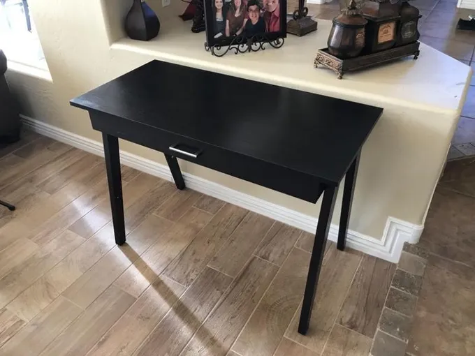 Desk beautiful compact 42 wide expresso brown with one long drawer for Sale