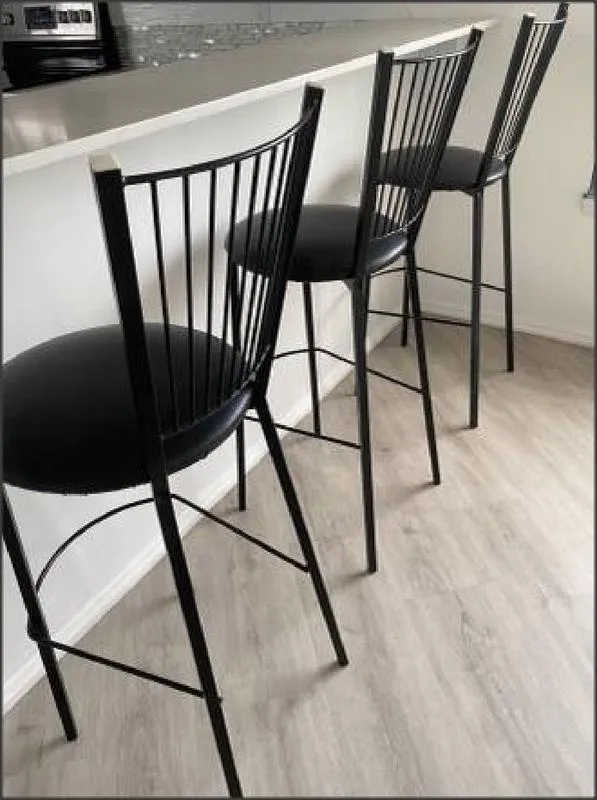 $900 set of 3 Black Contemporary Barstools for Sale