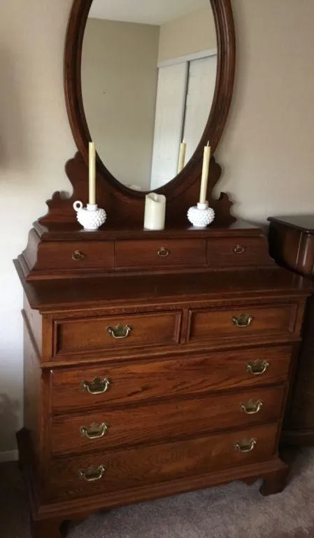 Chest of drawers and matching dresser with easily removable mirror. for Sale