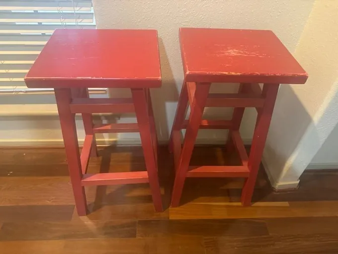 Red wood bar stools stools for Sale