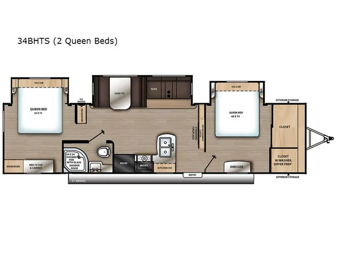 2024 Forest River Aurora 34BHTS (2 Queen Beds) for Sale