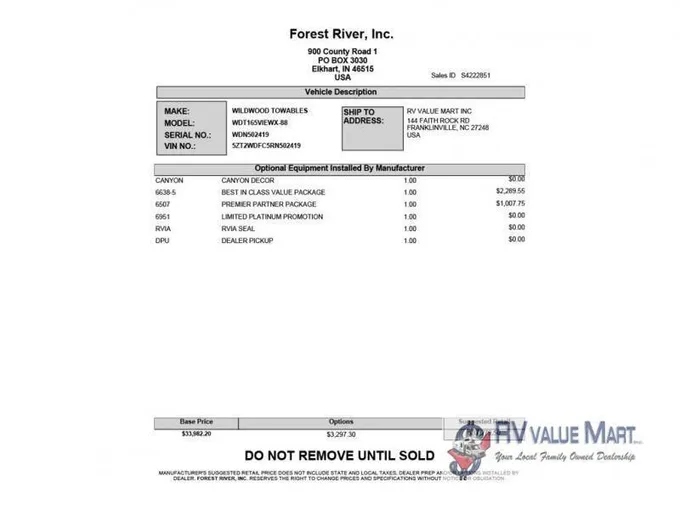 2024 Forest River Wildwood FSX 165VIEW for Sale