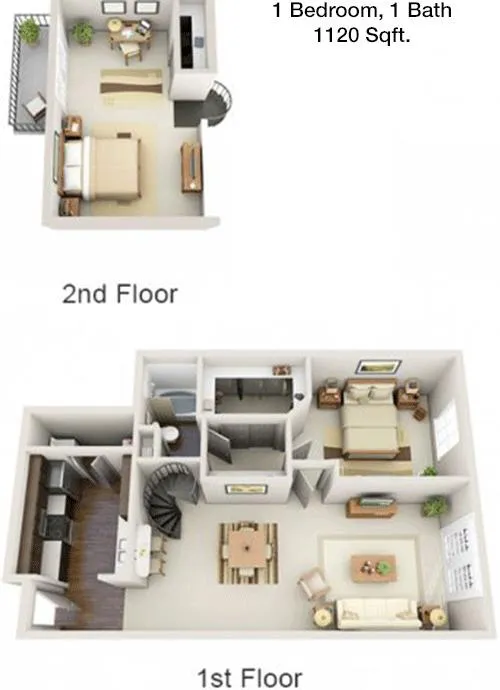 #2  Floor Plan 1x1 loft - Deerwood, Houston, TX for Rent
