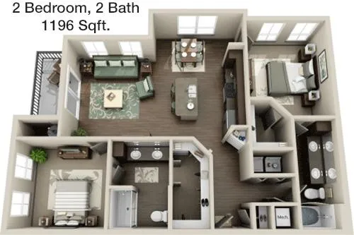 #4  Floor Plan 2x2 - Arden Woods, Spring, TX for Rent