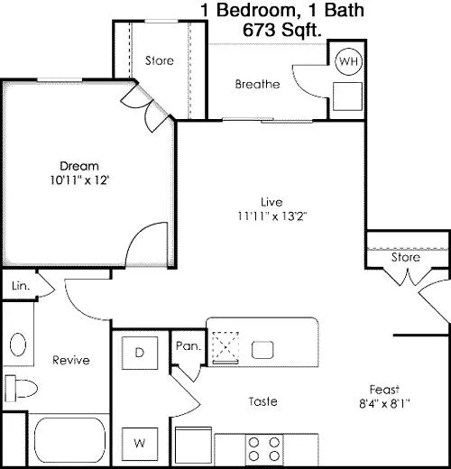 #1  Floor Plan 1x1 - Promesa, Austin, TX for Rent